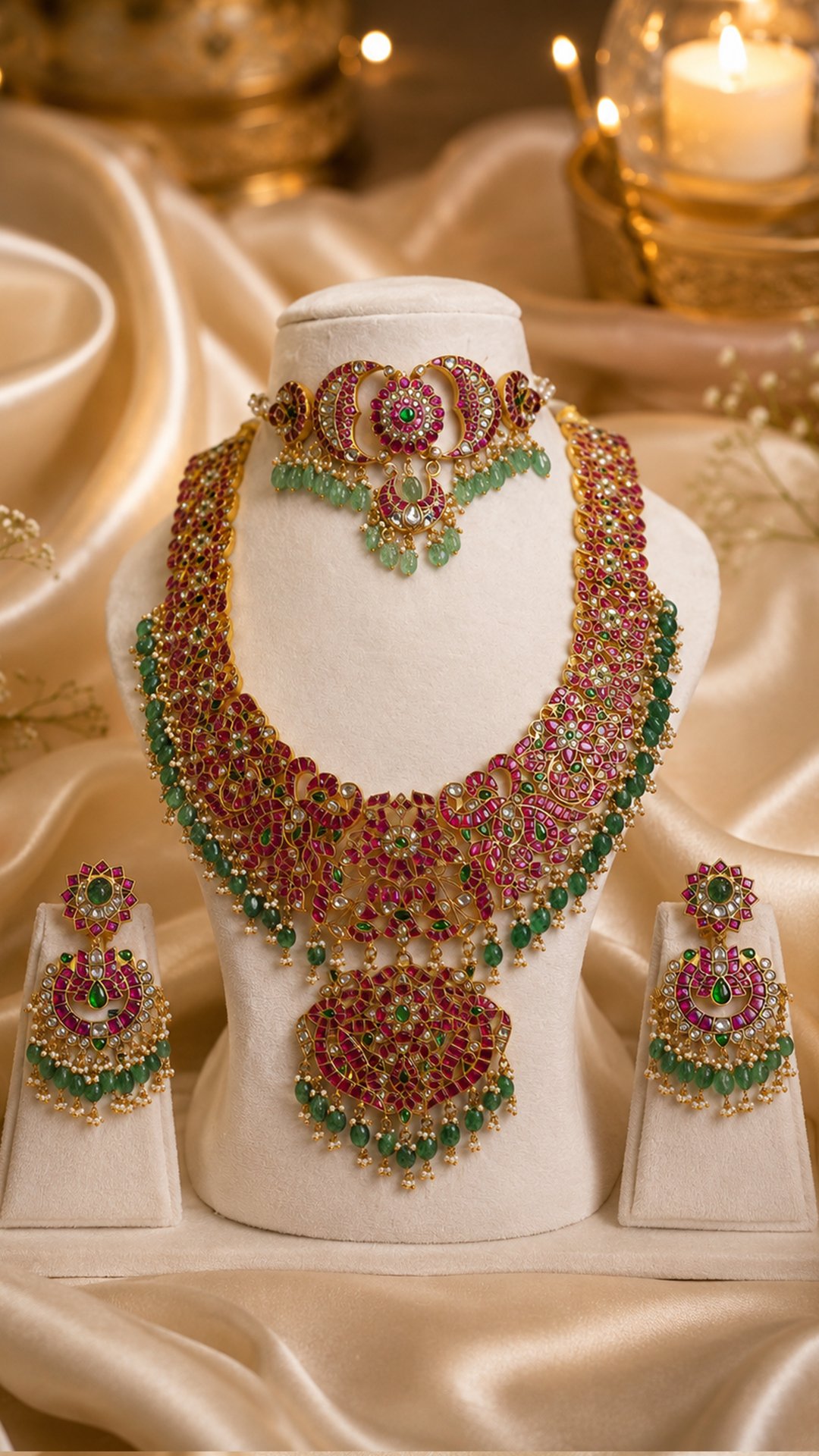Antique gold Lakshmi temple bridal set
