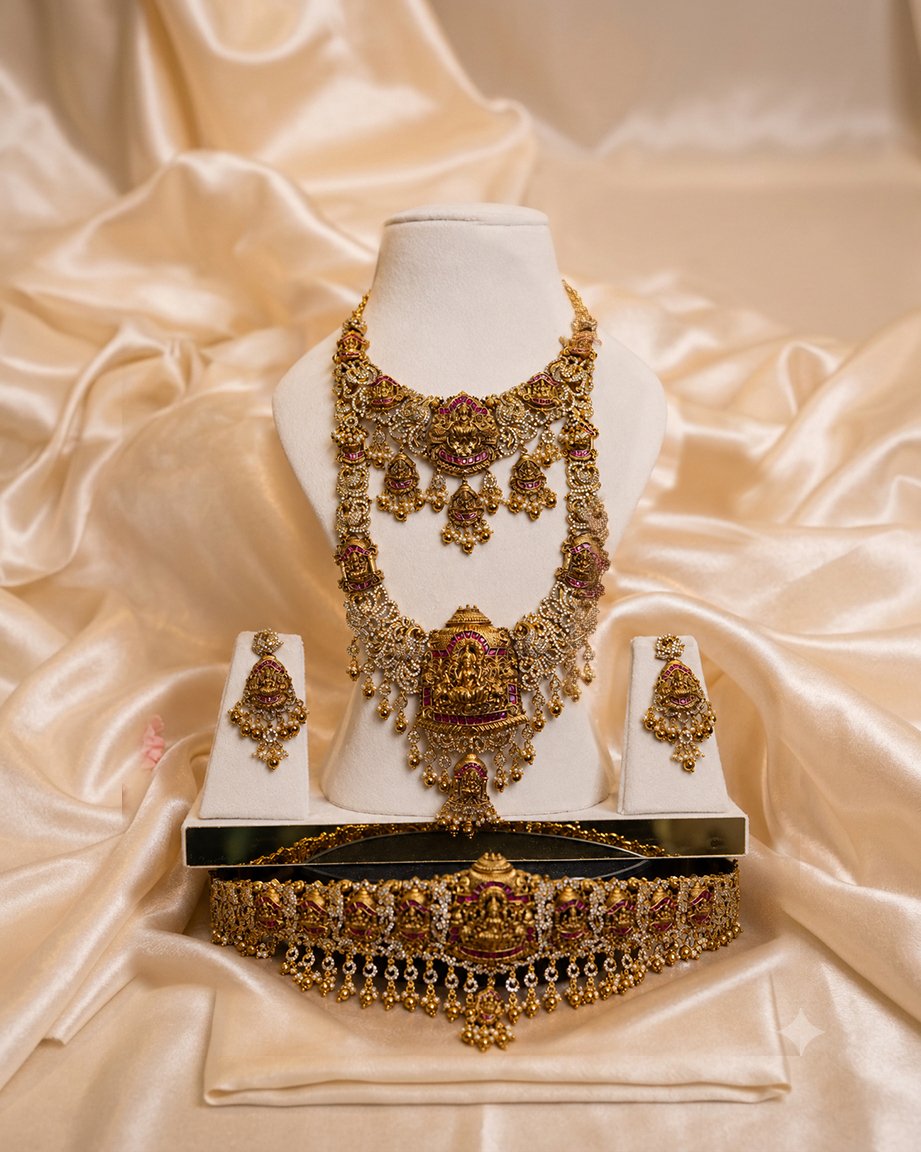 Ruby kundan set on satin